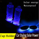1pcs Solar Cup Pad Car Auto Accessories LED Light Cover Interior Decoration New
