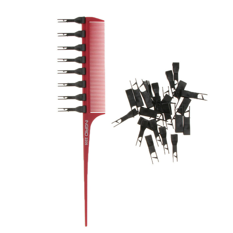 Salon Weaver Highlighting Foiling Hair Comb Coloring Dyeing Tint Brush Wine Red