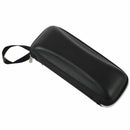 Artificial Leather Sunglasses Eyeglasses Zipper Case with Strap Black Q2R4