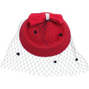 Women's Fascinators Hat Pillbox Hat Cocktail Party Hat with Dot Veil Bowkno