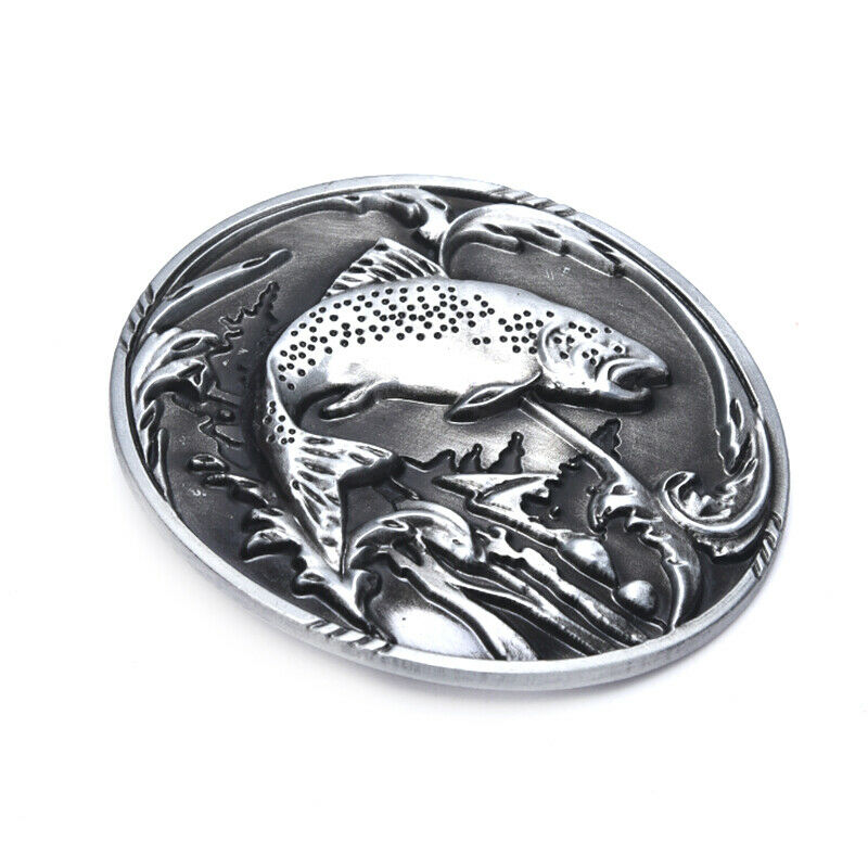 Western Cowboy Fish Belt Buckle For Mens Jeans Accessories Metal Belt Buc TwJ Hn