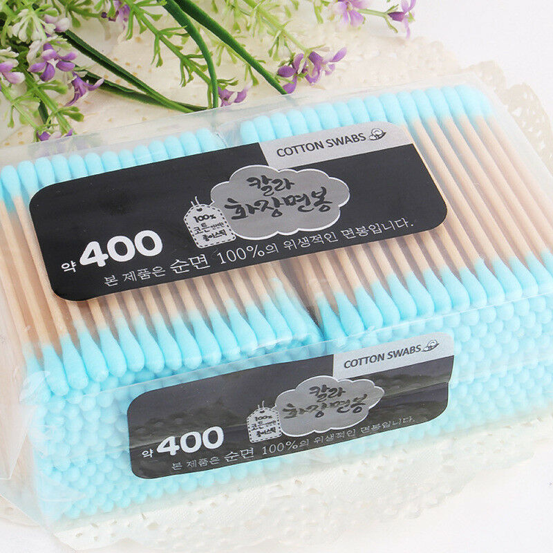400PCS Double Head Cotton Buds Swab Tip Sticks Wooden Q-tips Applicato Makeup