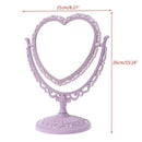 Beige Makeup Mirror Heart Shape Rotatable Stand Table Compact Mirror Plasti O8D7
