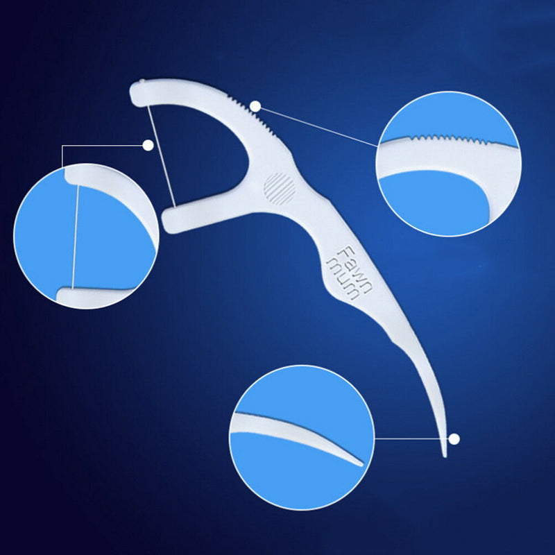 50X Individual Package Sticks Tooth Clean Picks Dental Floss Flosser Toothpic Kw