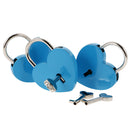 Set of 3 Cute Heart Shape Padlocks Metal Lock with Keys, Blue L
