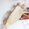 Woven Tassel Shoulder Handbags Women Round Knit Beach Crossbody Bag (White)