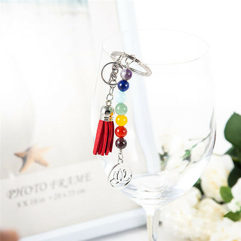 Tassel Lotus  8mm Beads Key Chain Ring Keychain Family Gift jewelry  LJJC,a