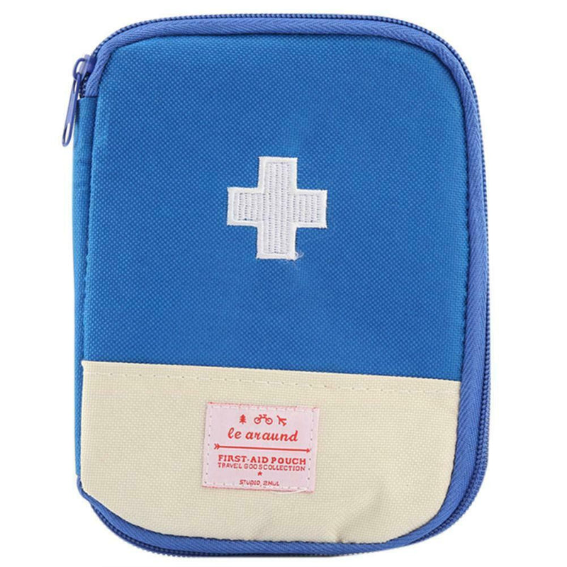 Portable First Aid Emergency Medicine Storage Kit Bag Pill Organizer (Blue)