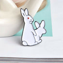 4X(Creative White Rabbit Brooch Evil Animal Bunny Enamel Pins Metal Buckle X5S9)