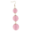 Fringe Earrings Triple Ball Thread Wrapped Stud Earring Long Tassel For Wom
