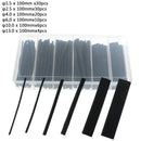 100Pcs/Box Black 100mm 2:1 Heat Shrink Tubing Polyolefin Tube Sleeving Set JC3C