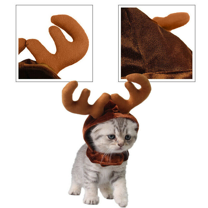 Christmas Pet Cute Reindeer Costume Hat for Cat and Small Dog A7R6