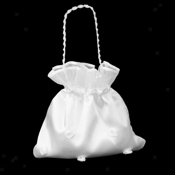 Satin&  Wedding Bridal Dolly Bag Flower Girl Bridesmaid Handbag White