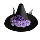 Hat Hair Clip Purple Flowers Witch Elf Hat with Metal Hairpin Party Girl Cu