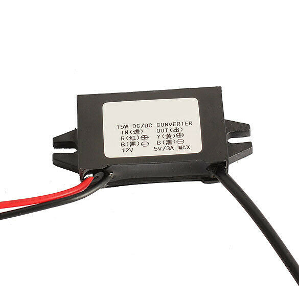 12V To 5V 3A Car Charger Converter Micro15W Step Down Module With USB Cable US