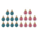 20x Mini Glitter Star Glass Ball Charms DIY Necklace Pendant 16mm Blue Pink