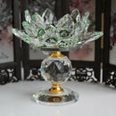 Crystal Buddhist Lotus Tea Light Candle Holder Light Oil Lamp Base Green