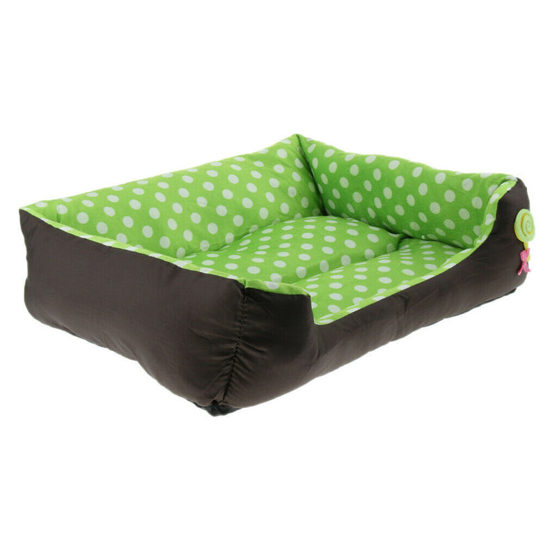 Pet Sofa Shape Dot Print Bed For Cats or Small Medium Dogs Green