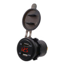 Dual USB Charger Power Outlet Digital Voltmeter Red LED Light 12-24V For Car
