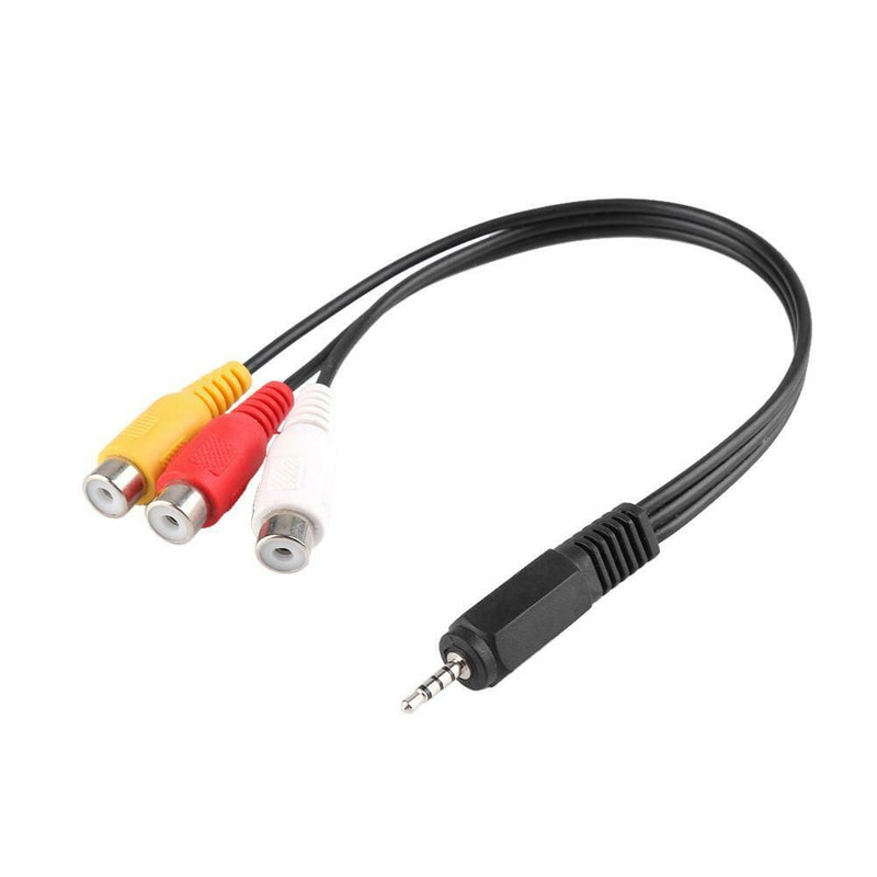 2.5mm Male to 3 RCA Female Composite Audio Video AV Adapter Connector Cable