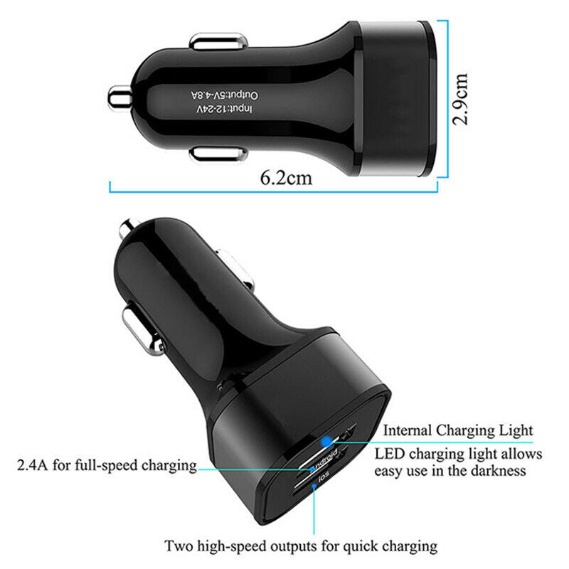 Mobile phone charger 4.8a dual usb car charger M7Q5