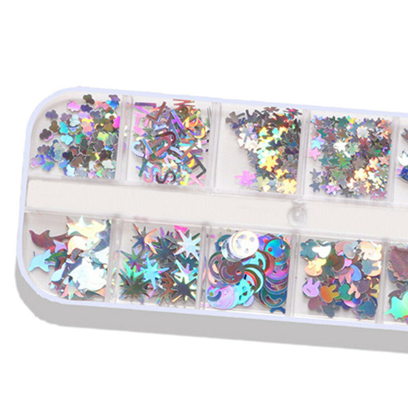 Nail Paillette Iridescent Tinsel Make up Face Eyes Body Decals Art Design