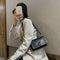 Retro Alligator PU Women Handbag Braid Strap Solid Shoulder Bags (Black)