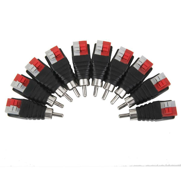 10x Speaker Wire Cable to Audio Male RCA Connector Adapter