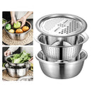 Kitchen Colander 3 in 1 Fruits Julienne Strainer Draining Bowl W/ Grater