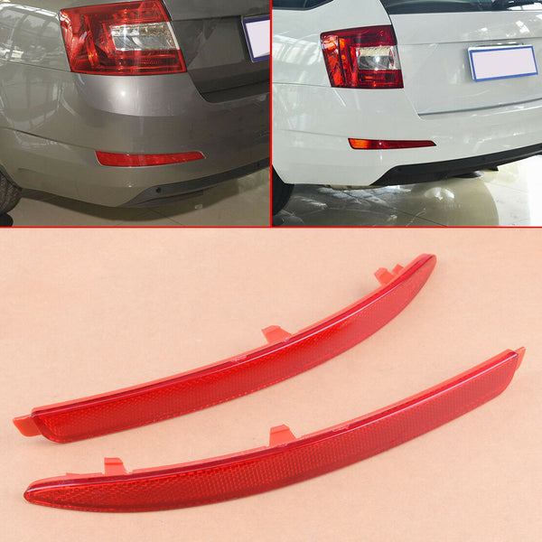Rear Left & Right Bumper Reflectors Tail Warning Light fit for Skoda Octavia Mk2