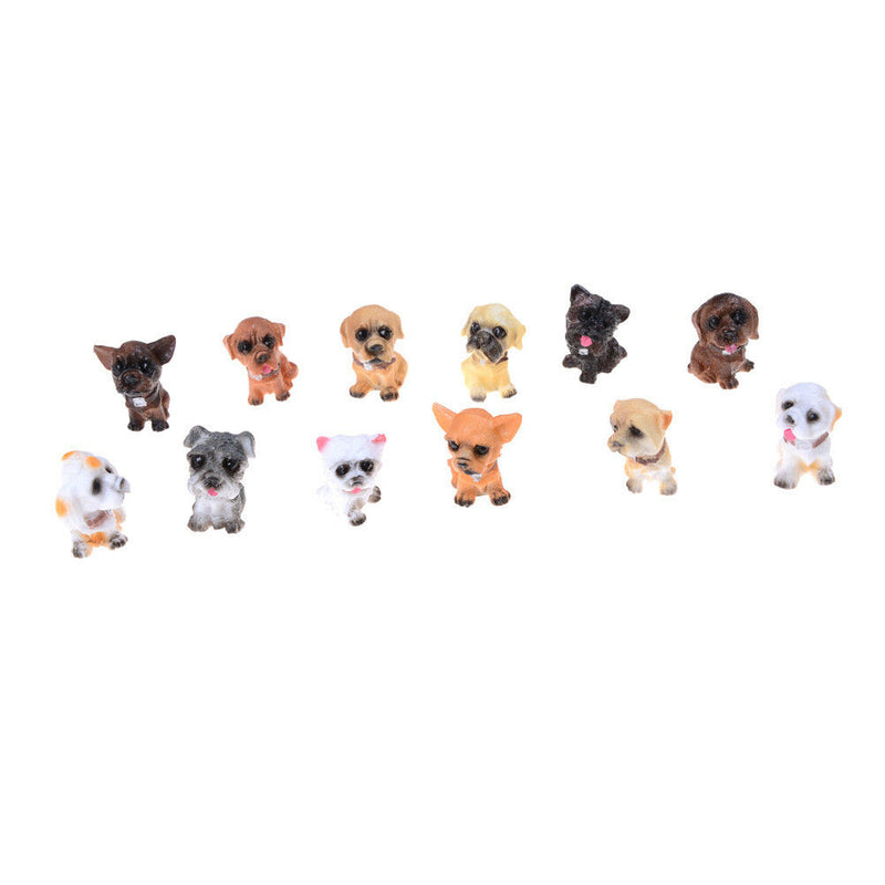 12pcs/set Dog Puppy Collections Gardening Ornaments Animal Figures Toys  OZ