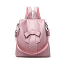 Women'S Shoulder Backpack Soft Leather Sweet Lady Bow Casual Travel Backpac U5E6