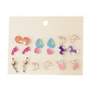 18Pairs Lovely Assorted Animal Owl Butterfly Frog Ear Stud Earrings Gift Set