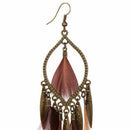 Fashion Exotic European Alloy Feather Long Drop Earrings for Women Girls
