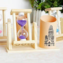 Wooden Sandglass Desktop Organizer Office Decor Pen Pencil Holder Storage Gifts