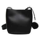 Women PU Leather Shoulder Crossbody Bag Messenger Bucket Handbag (Black)