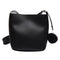 Women PU Leather Shoulder Crossbody Bag Messenger Bucket Handbag (Black)