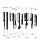10Pcs Black Pro Salon Hair Styling Hairdressing Plastic Barbers Brush Combs