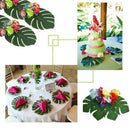 90Pcs Tropical Palm Leaves and Hibiscus Flowers, Artificial Leaves Plants H B3C3