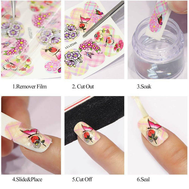 24 Sheet of Butterfly Nail Art Water Transfer Stickers Assorted Butterflies