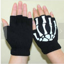 1 Pair Women Unisex Knitting Warmer Black Skeleton Claw Fingerless Gloves 17cm