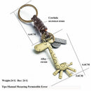 Fashion Cute Animal Giraffe Suspension Pendant Leather Keychain Keys Ring H