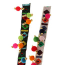 2pcs Bohemian Style Pompom Beads Fringe Braid Jacquard Ribbons 1 Yard