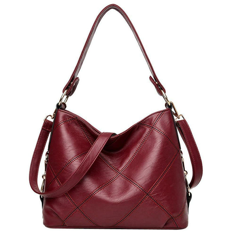 Women Bag Soft PU Leather Messenger Totes Handbags Shoulder Bags(Wine Red)