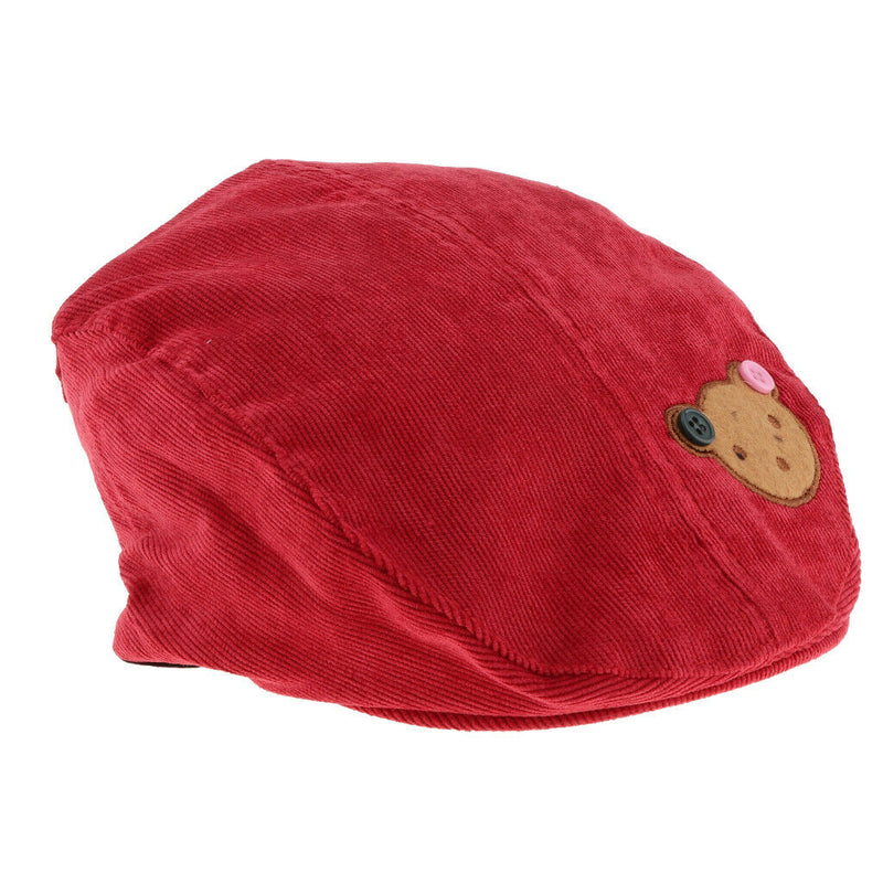 Toddler Kids Baby Boys Girls Beret Cap Fashion Cartoon Bear Hat Red