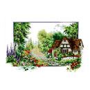 Stamped Cross Stitch Kits With Printed Pattern - Village Cottage, for Embroidery
