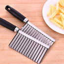 Stainless Steel Potato Chip Slicer Dough Vegetable Fruit Wavy Slicer KnifeB Ew