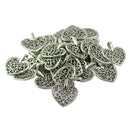 100x Alloy Filigree Heart Charms Necklace Pendant for Jewelry Making Craft