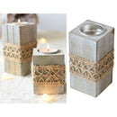 Rustic Wooden Tea light Candle Holder Chic Coffee Table Centerpieces Decor