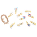 10Pcs/Set Rocket Spacecraft Wooden Clip Photo Clips with Hemp Rope BX